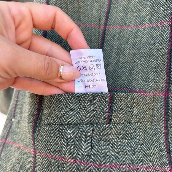 Samuel Windsor Suit Set Jacket Waistcoat Vest Wool Green Plaid 48R - Picture 12 of 12